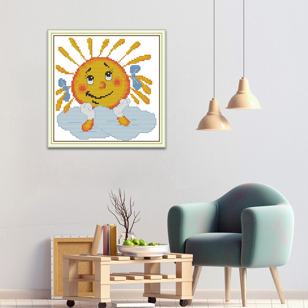 Ponto cruz estampado 14ct - Smile Sun (19*19cm)