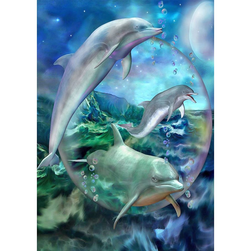 Diamond Painting Art Dolphins in bubble