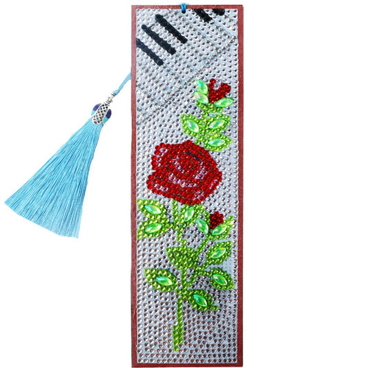 DIY Diamond Painting Bookmark with Tassel Red Rose