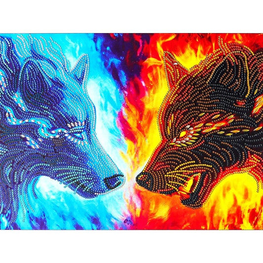 Wolf Animal DIY Diamond Painting Partial Drill Special Shaped Rhinestones Craft Wall Art