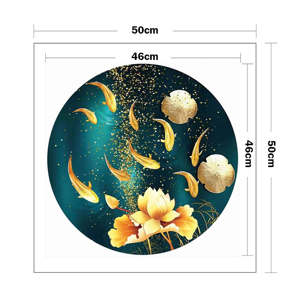 11ct Stamped Cross Stitch - Lotus and Fish (50*50cm)
