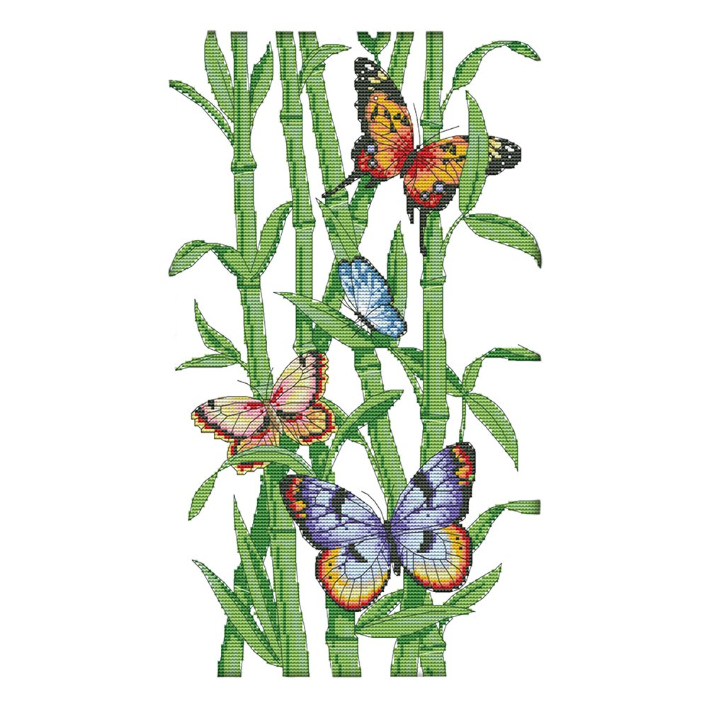 14ct Stamped Cross Stitch Bamboo Butterfly (28*44cm)