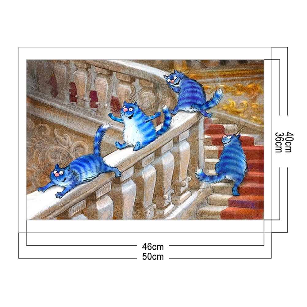 11ct Estampado Ponto Cruz - Gato Azul (50*40cm)