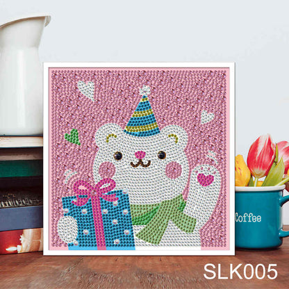 Oso | Kits de pintura de diamantes de imitación de cristal para niños | 18x18cm