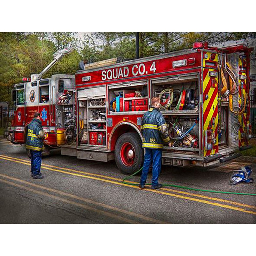 Diamond Paintings Art Full Drill Fire Truck