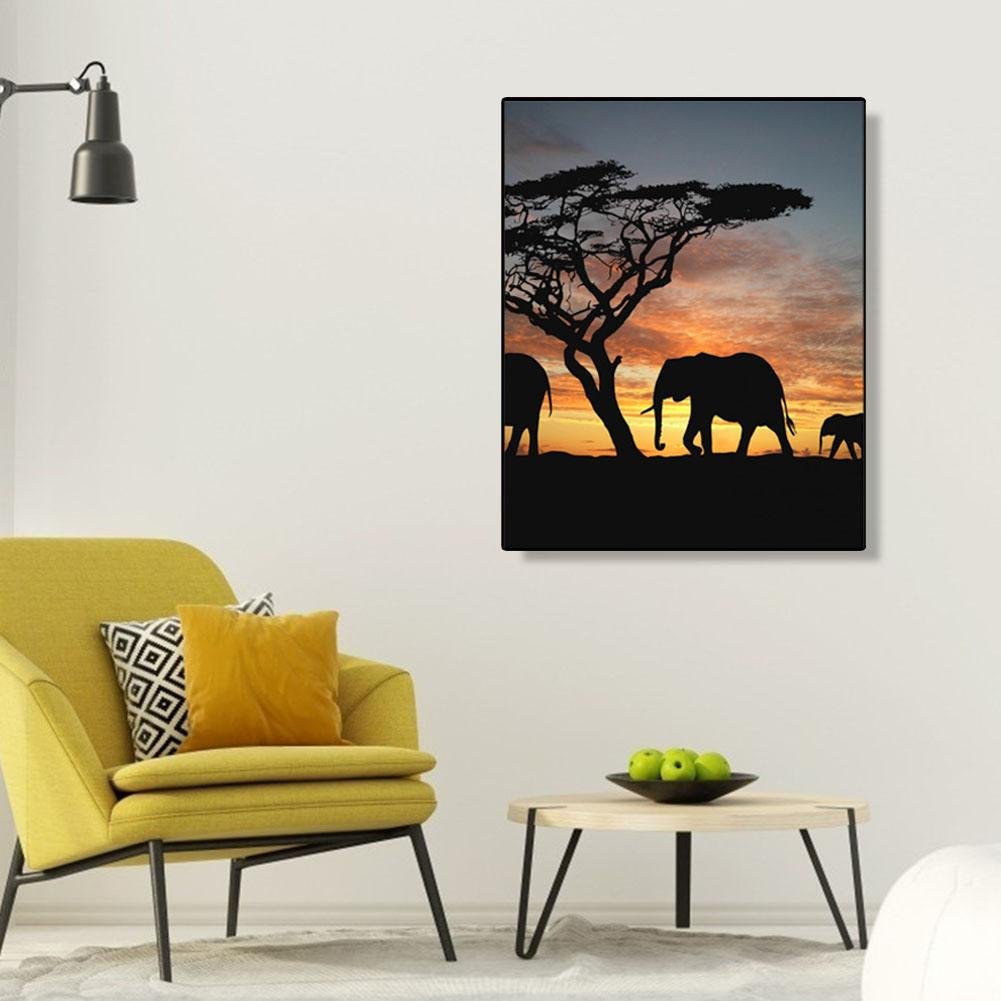 Paint By Number - Oil Painting - Sunset Elephant (40*50cm)