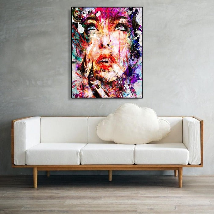 Complicated Woman Face Oil Painting By Numbers Living Room Display