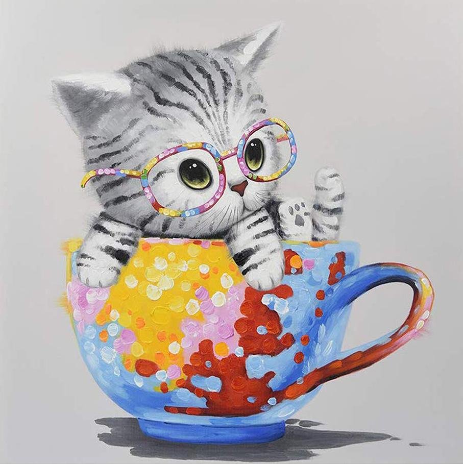 Diamond Painting - FUll Round - Cup Cat