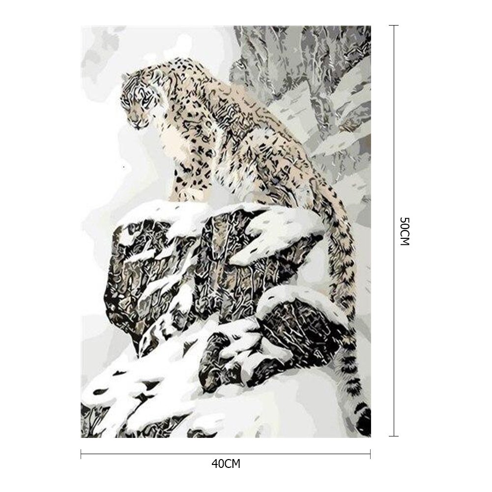 Pintar por número - pintura a óleo - leopardo da neve (40*50cm)