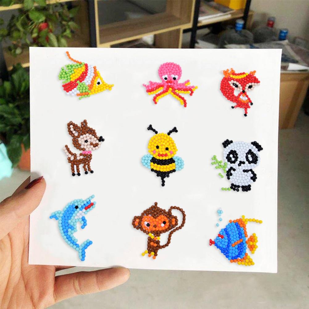 DIY Full Drill Round Cute Animals Diamond Painting Puzzle Stickers