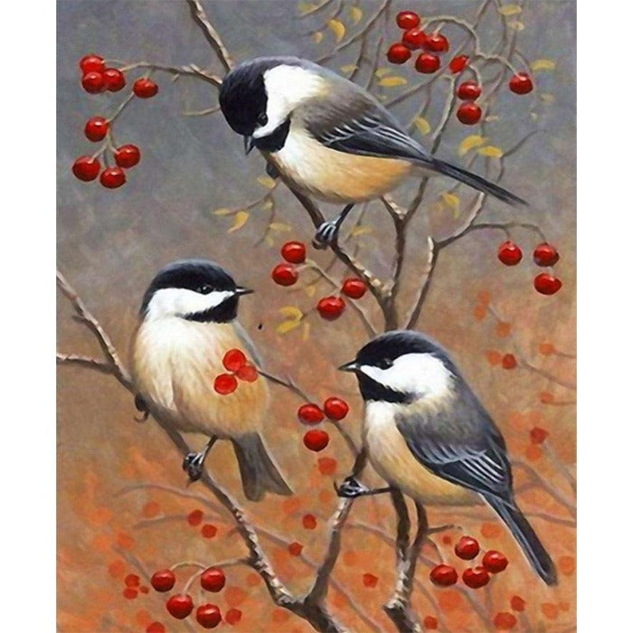 Paint By Number Oil Painting chickadees on Branch (40*50cm)