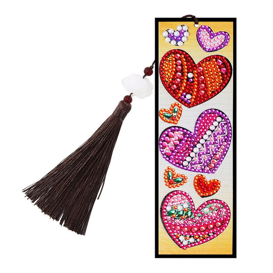 Leather DIY Special Shaped Diamond Painting Love Heart Tassel Bookmark