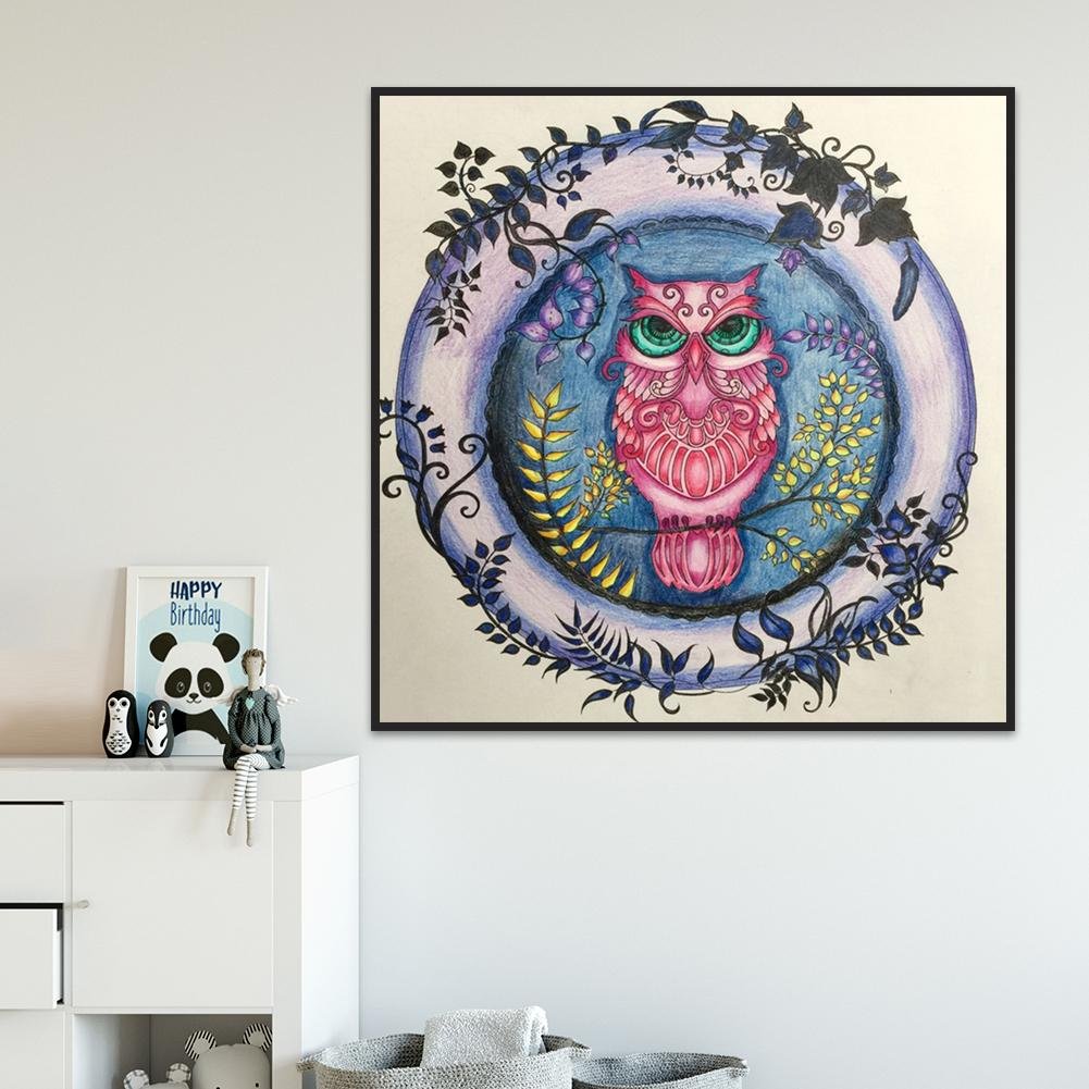 Diamond Painting - Full Round - Pink Owl
