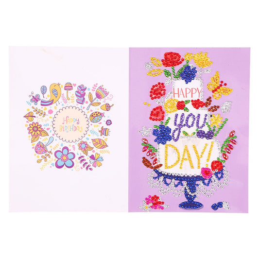 Cake DIY 5D Diamond Painting Happy Birthday Postcard