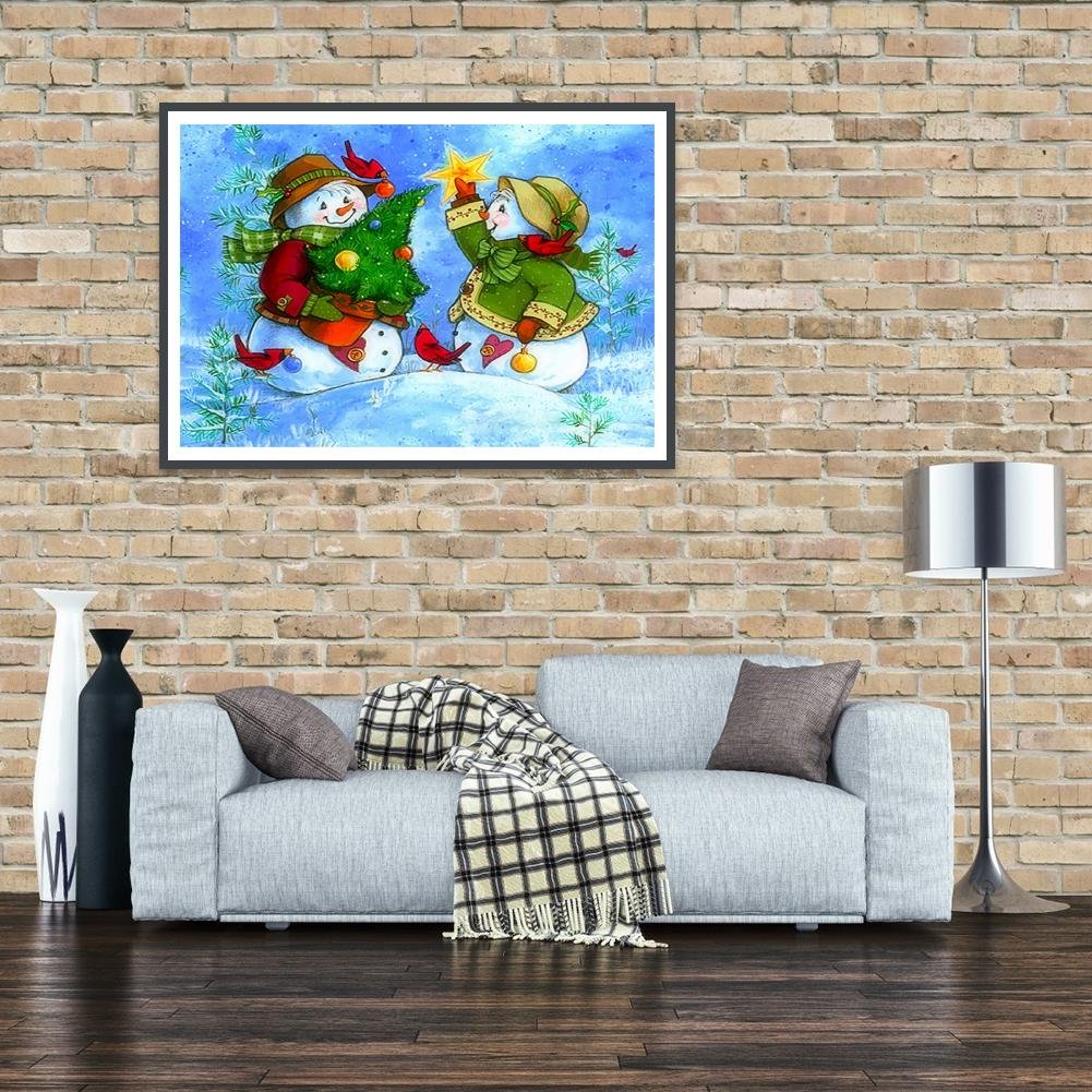 Diamond Painting - Full Round - Snowman Couple