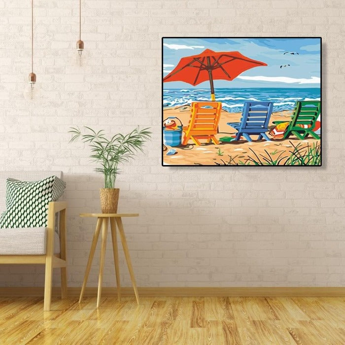 Paint By Number Oil Painting Beach Vacation Home Wall Decor