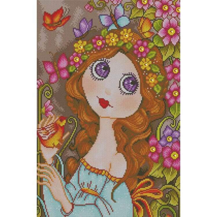 5d abstract diamond painting girl with flowers