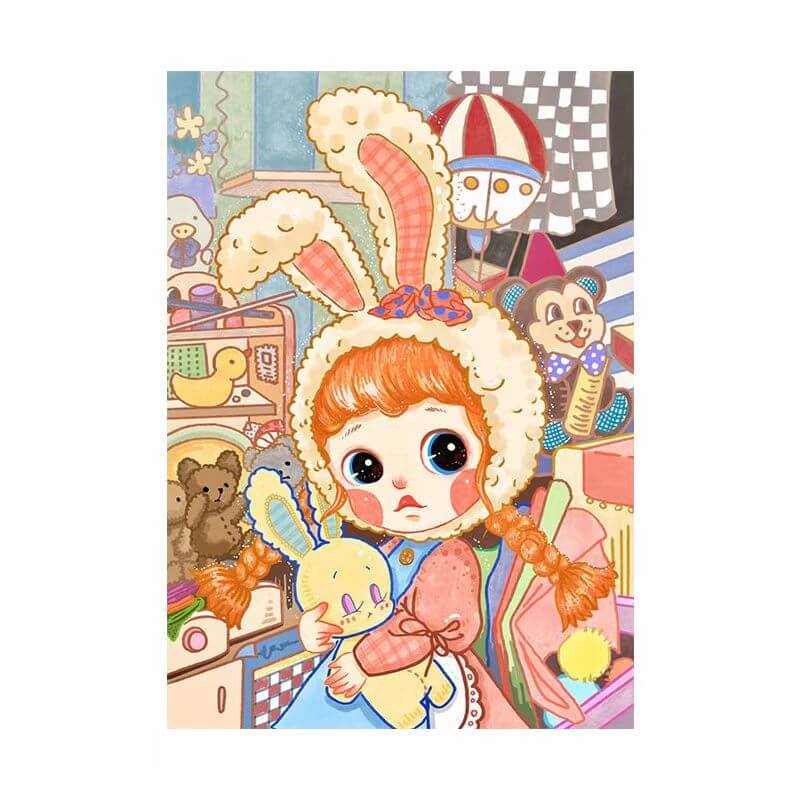5d cartoon diamond painting kit bunny girl