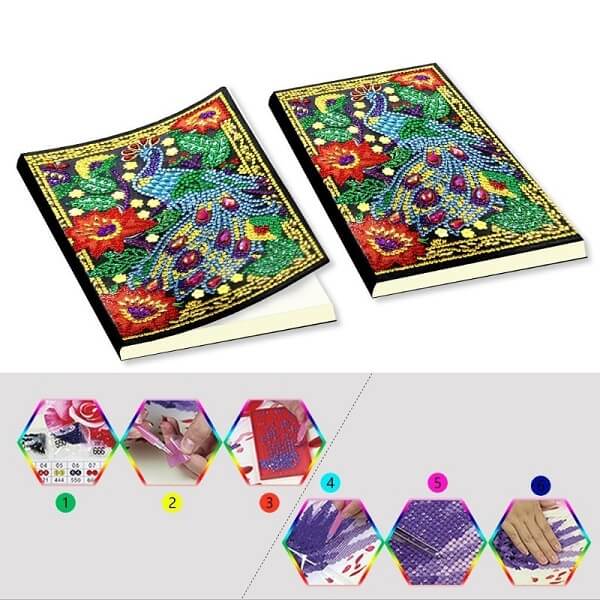 5d diamond painting peafowl cover notebook diy steps
