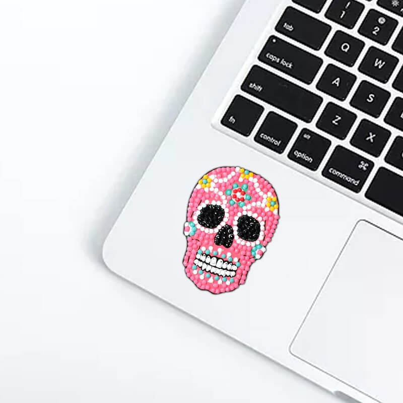 5d diy diamond painting pink skull laptop sticker