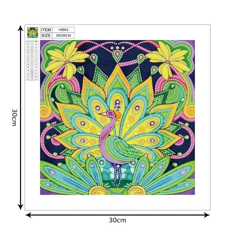 Peacock Diamond embroidery kits Canvas Size