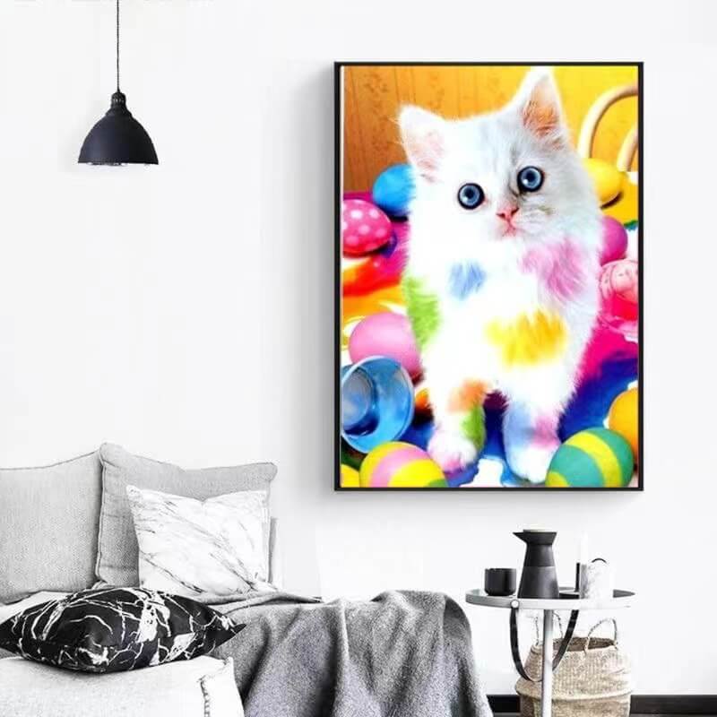 5d full drill diamond painting colorful cat