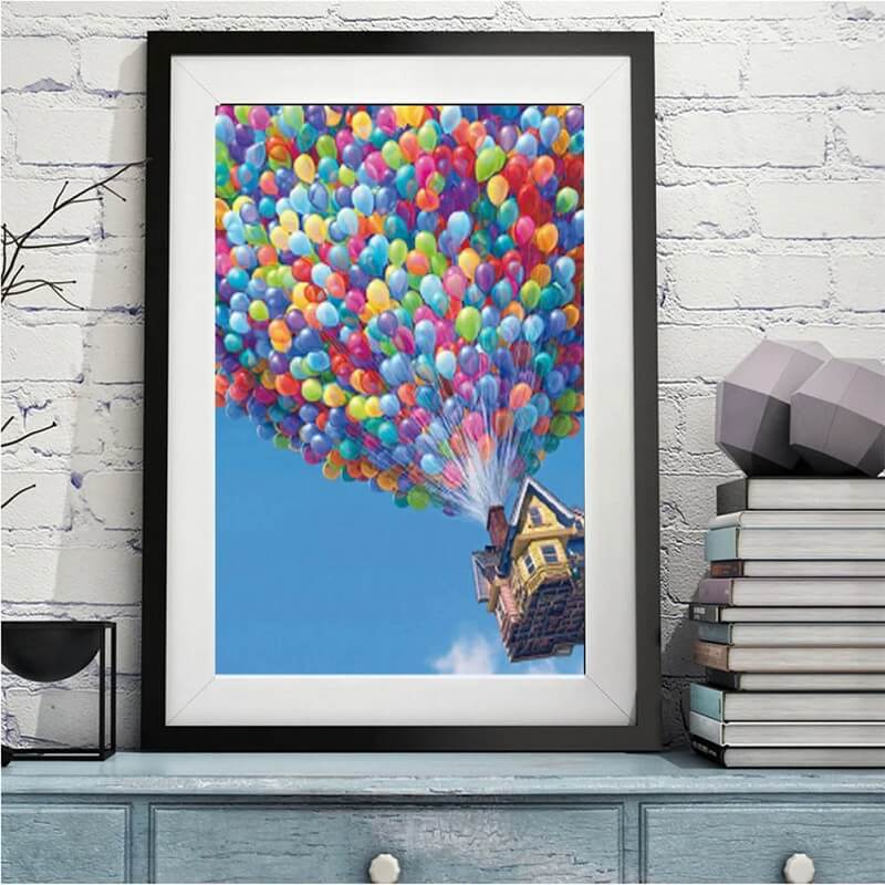 5d full round square diamond painting kit up balloon house