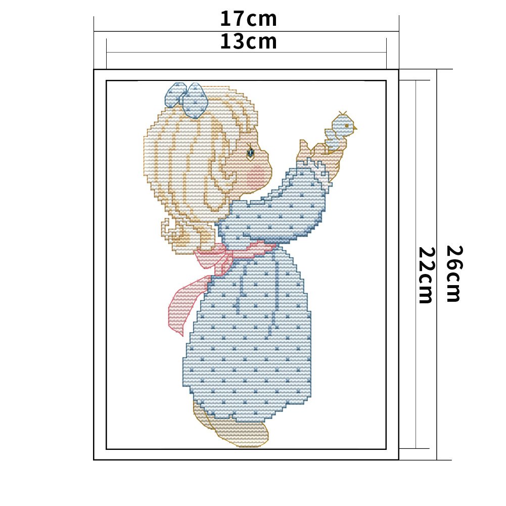 14ct Stamped Cross Stitch - Cute Girl (26*17cm)