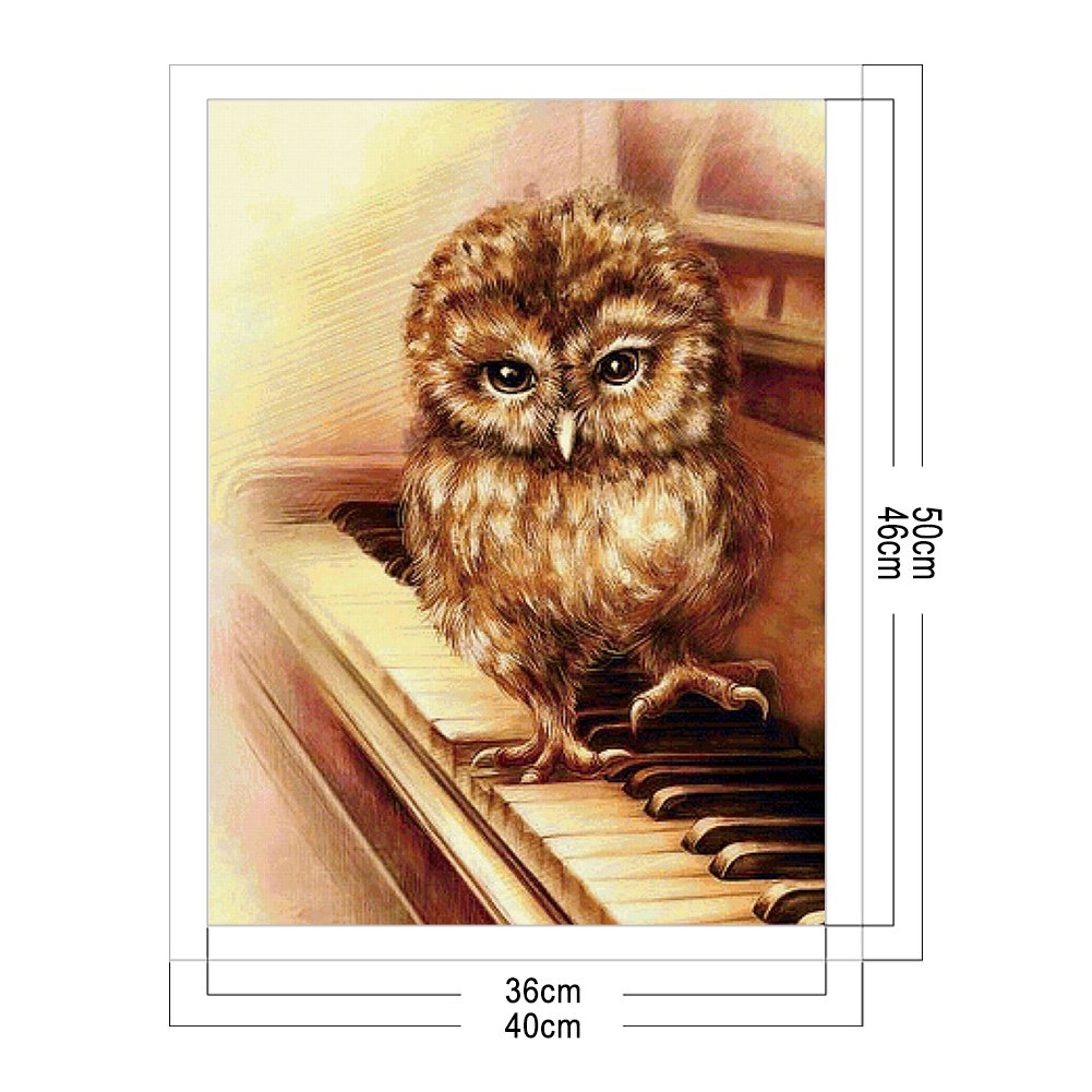 11ct Stamped Cross Stitch - Owl on Paino (40*50cm)