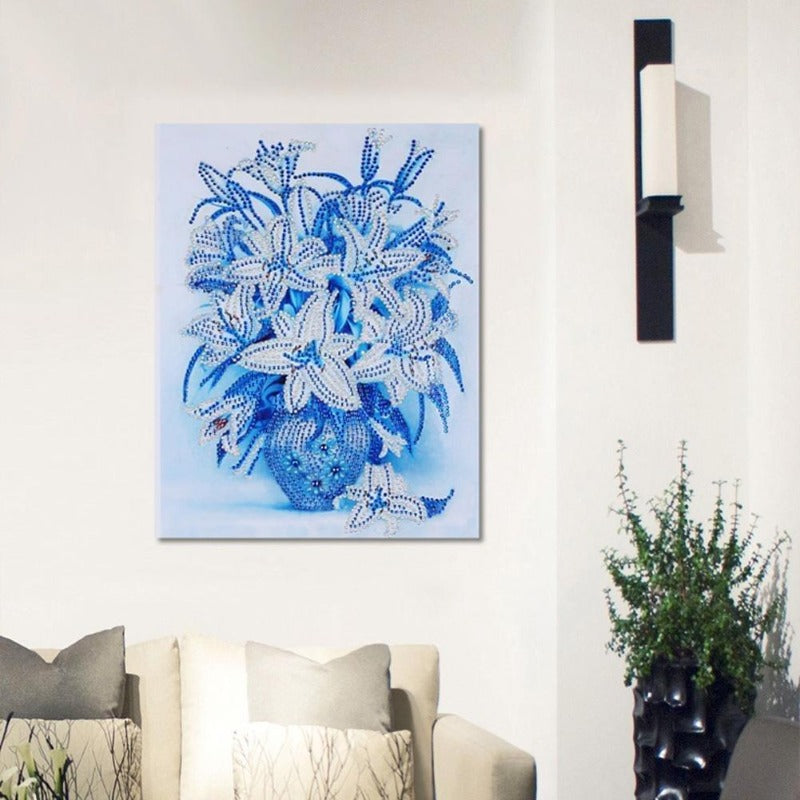 Diamond Painting - Crystal Rhinestone - Blue Flowers