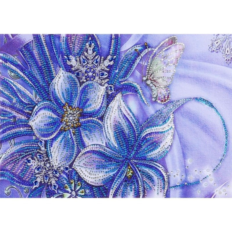 DIY 5D Crystal Rhinestone Diamond Painting Kit Blue Flower