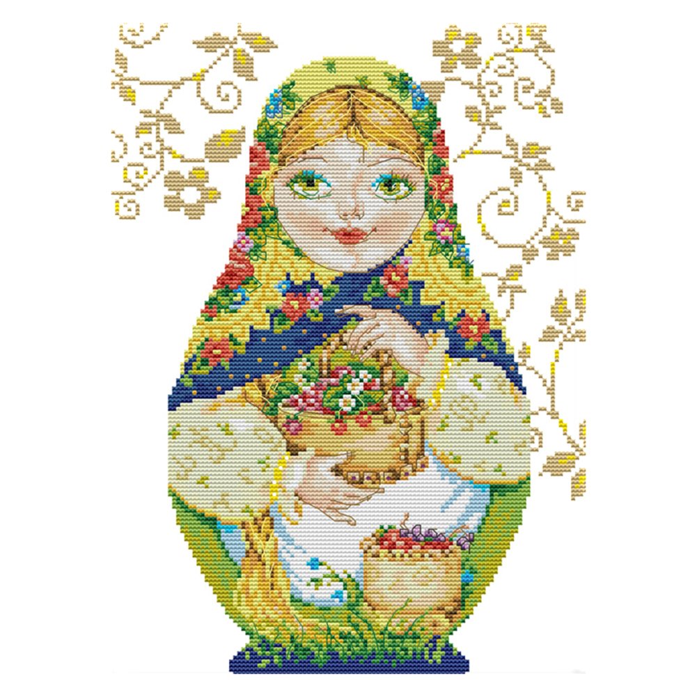 14ct Stamped Cross Stitch Russian Doll (29*36cm)