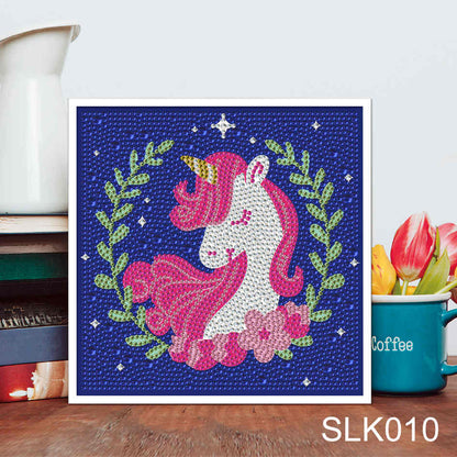 Unicornio | Kits de pintura de diamantes con diamantes de imitación de cristal para niños | 18x18cm C