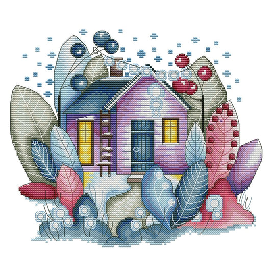 14ct Stamped Cross Stitch Winter Magic House(30*27cm)