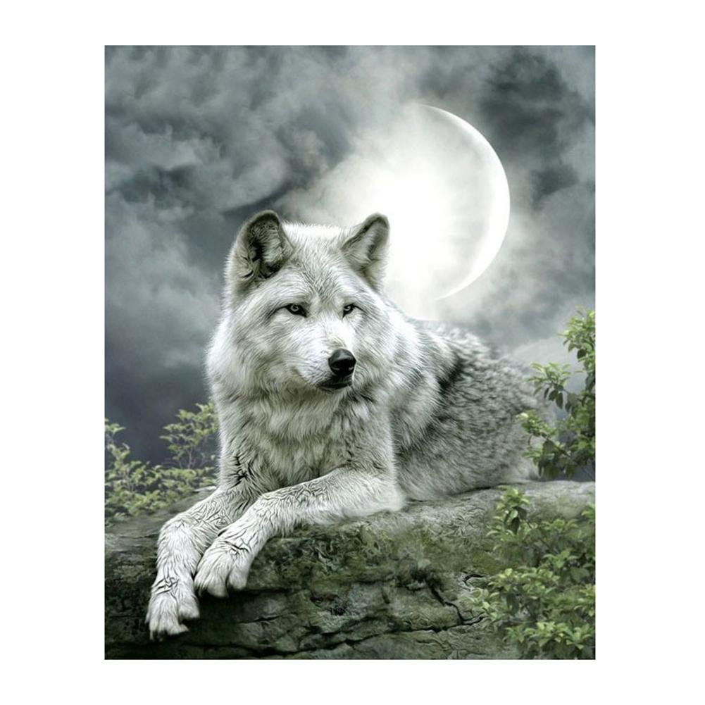 Diamond Painting - Partial Round - Moonlight Wolf