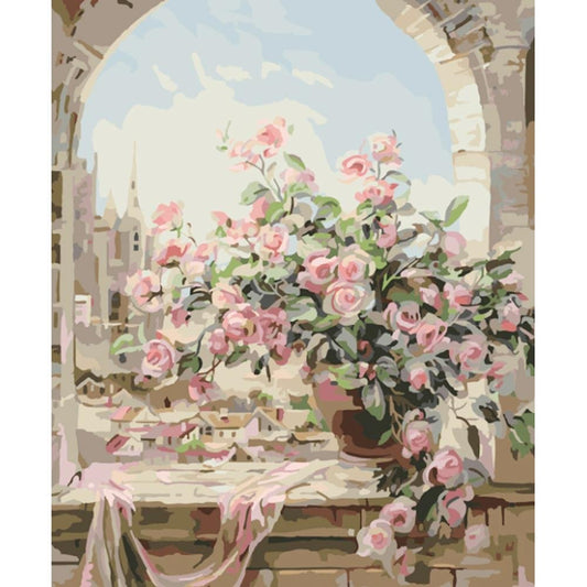 Paint By Number Oil Painting Window Flowers (40*50cm)