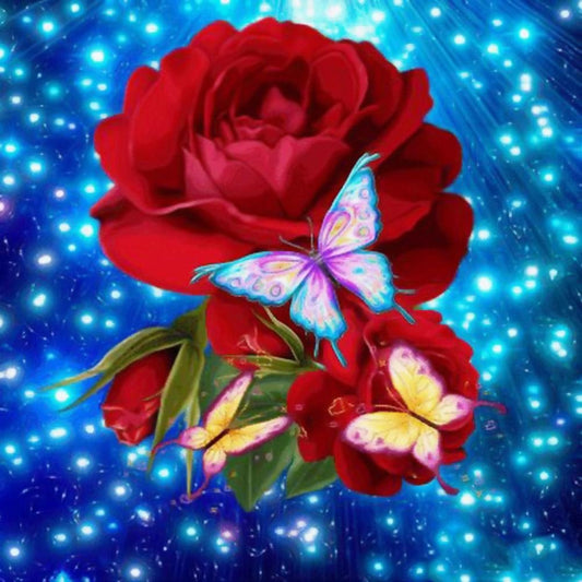 Diamond Painting - Partial Round - Red Rose