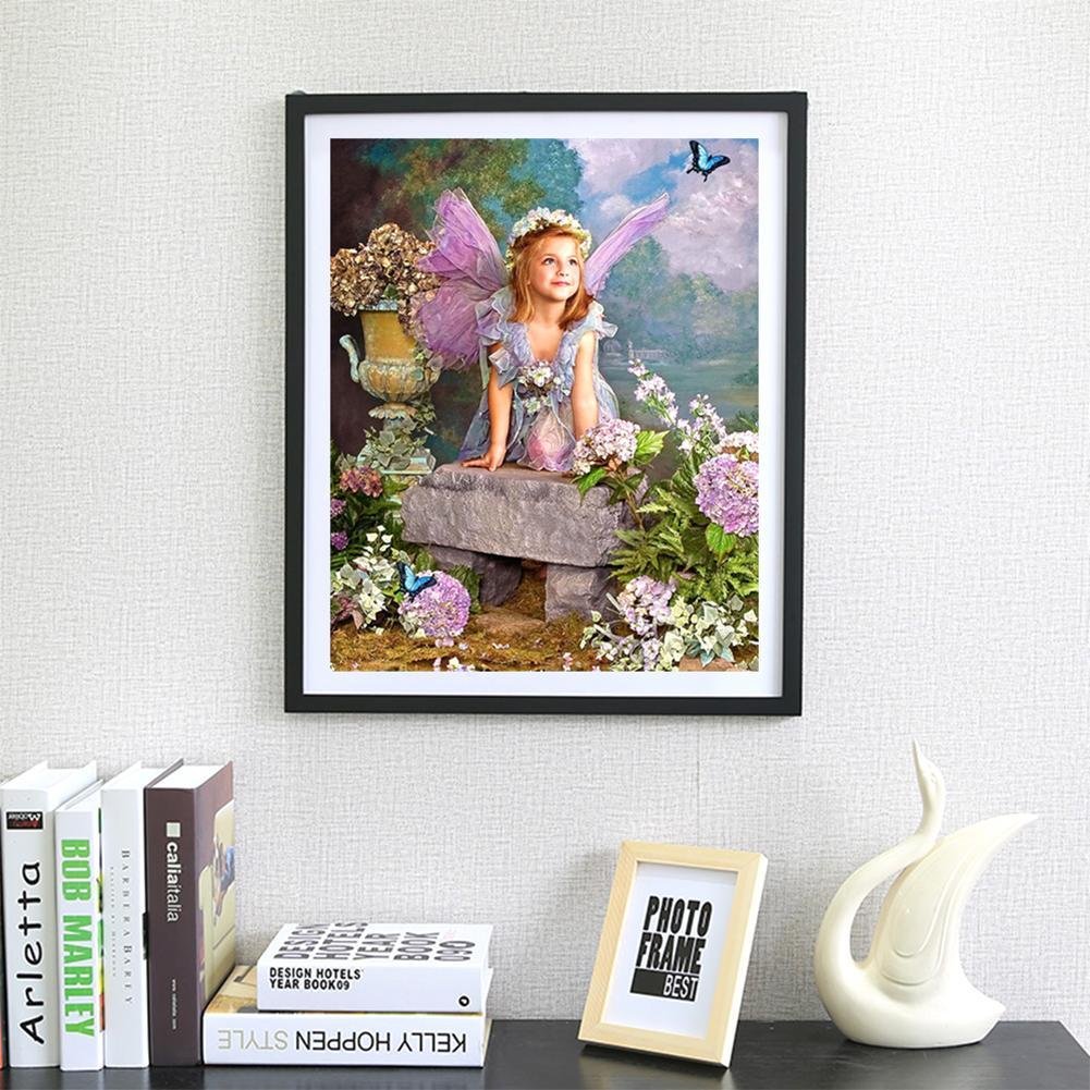 Diamond Painting - Partial Round - Angle Girl In Flowers