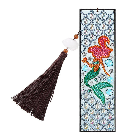 DIY Special Shaped Diamond Painting Fishtail Beauty Tassel Leather Bookmark