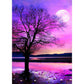 5D Diamond Painting Kit Full Round Beads Art Purple Sky Tree