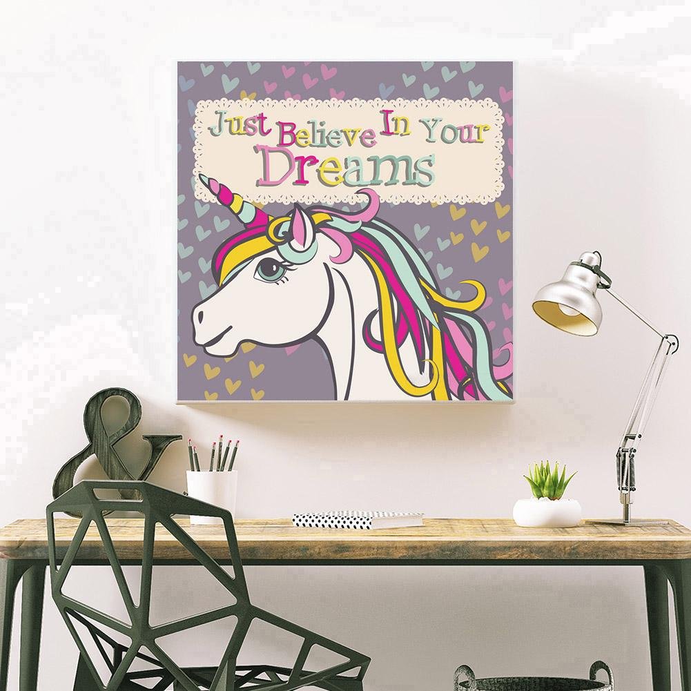 Unicorn Saying Diamond Painting - Full Round - Believe in Your Dreams