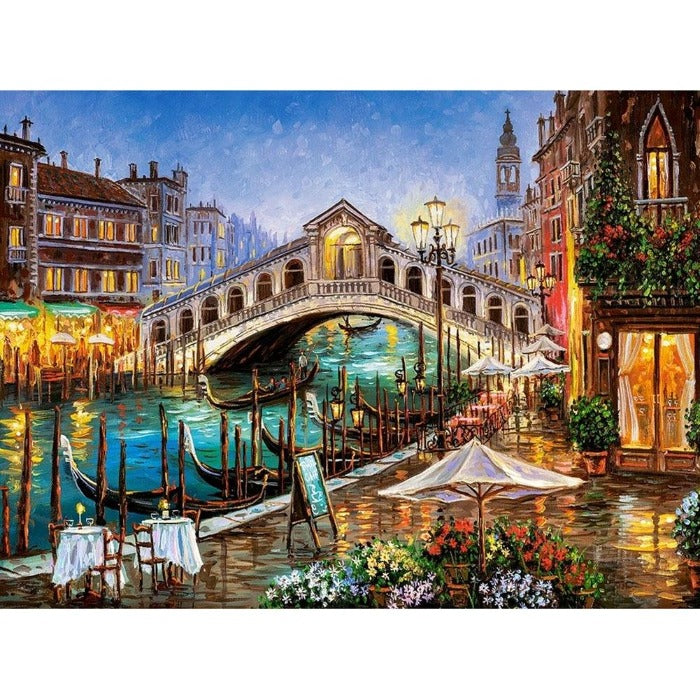 Painting By Numbers Kit DIY Boat Bridge Hand Painted Canvas Oil Art Picture