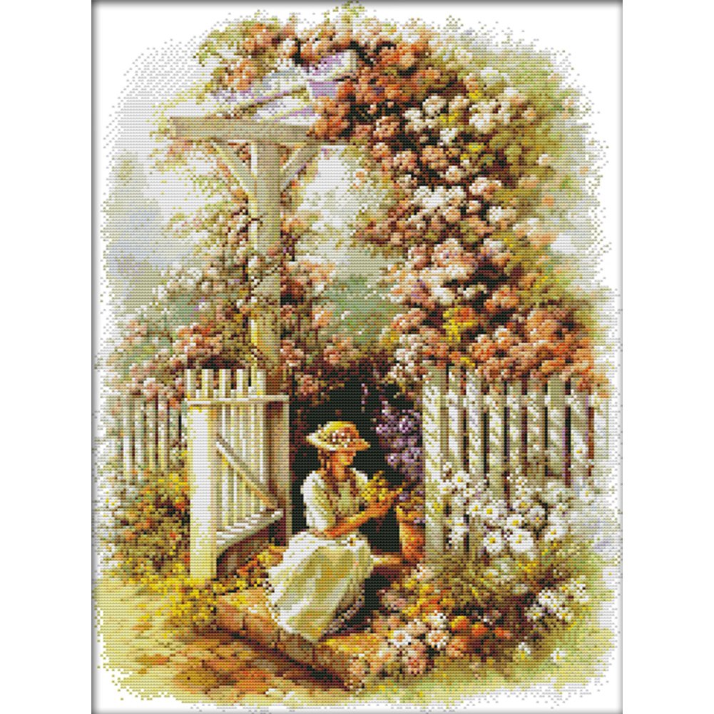 14ct Stamped Cross Stitch Garden Girl ( 42*53cm)