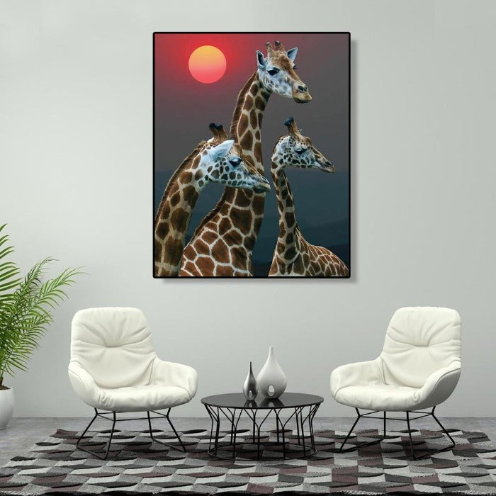 Painting By Numbers Kit DIY Giraffe Sun Hand Painted Canvas Oil Art Picture