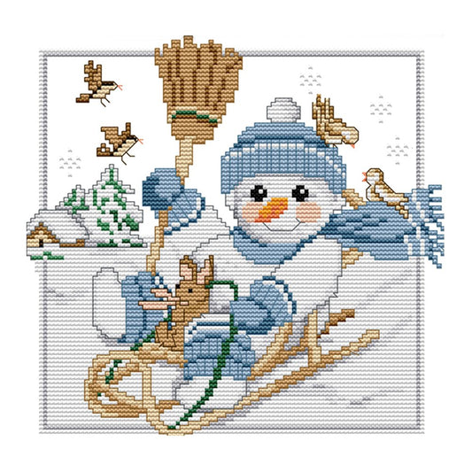 14ct Stamped Cross Stitch Happy Snowman (26*23cm)