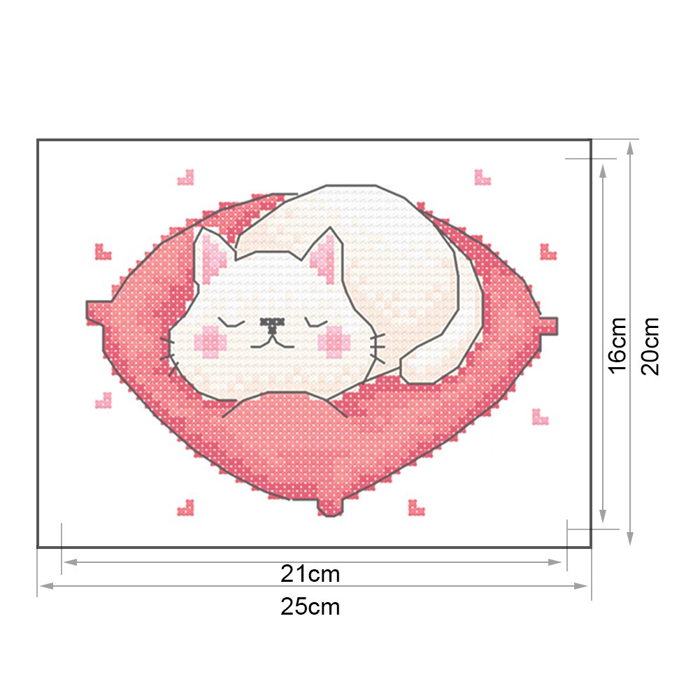 11ct Stamped Cross Stitch - Lazy Cat(25*20cm)