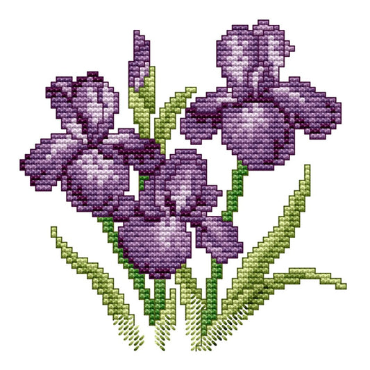14ct Stamped Cross Stitch Purple Flower(17*17cm)