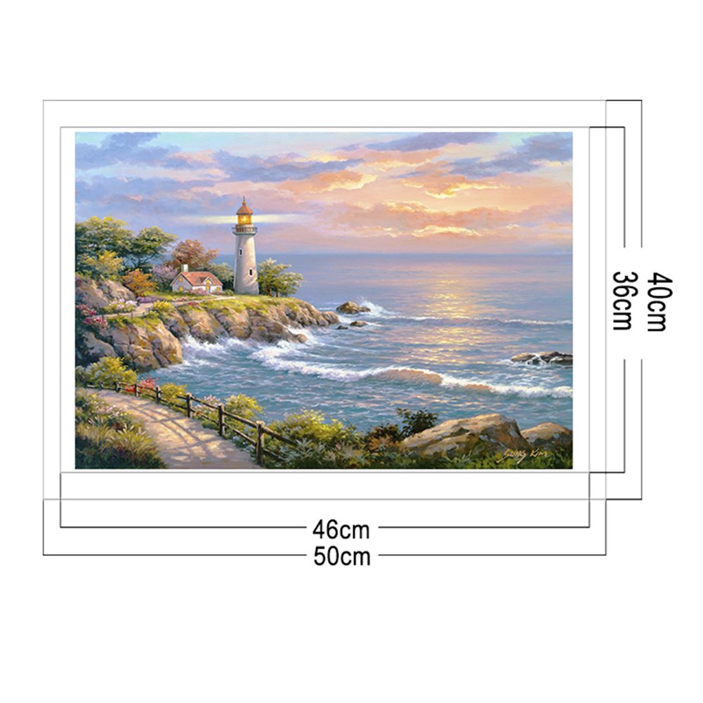 11CT Stamped Cross Stitch - Lighthouse Seaside(50*40CM)