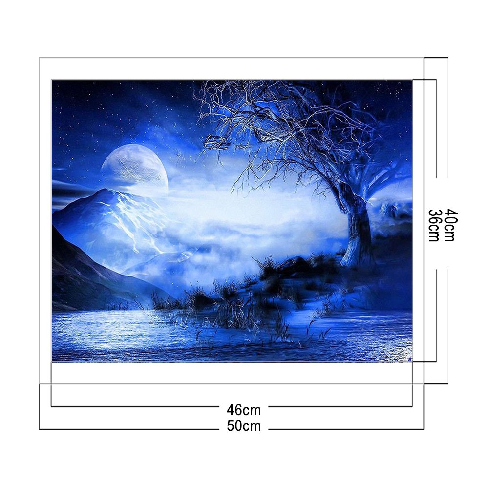 Punto de Cruz Estampado 11ct - Luna Azul (50*40cm)