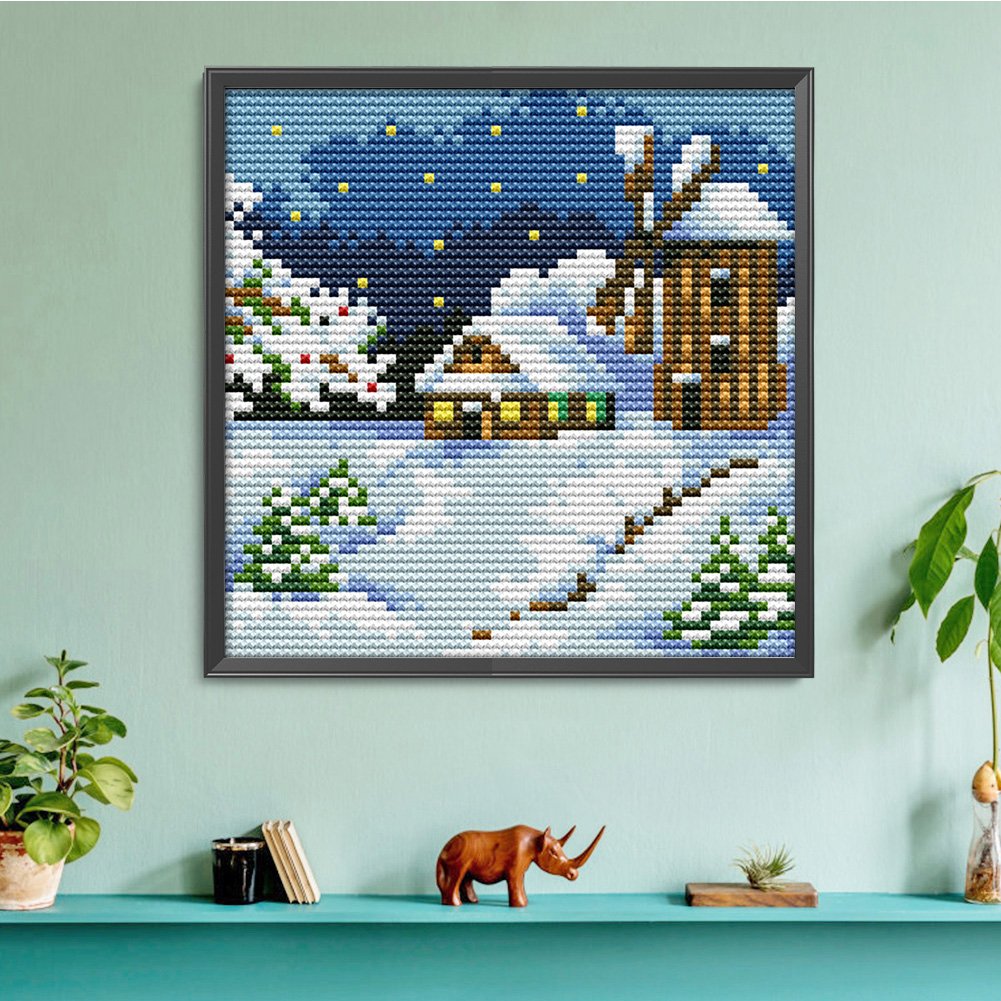 14ct Stamped Cross Stitch - Korean Small Landscape-Winter(16*16cm)